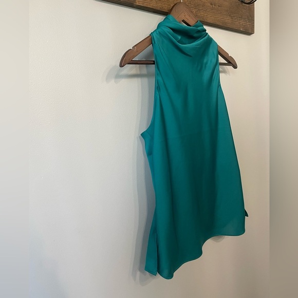 NWT Rachel Roy Green Satin Cowlneck Tank size XS - Picture 2 of 7